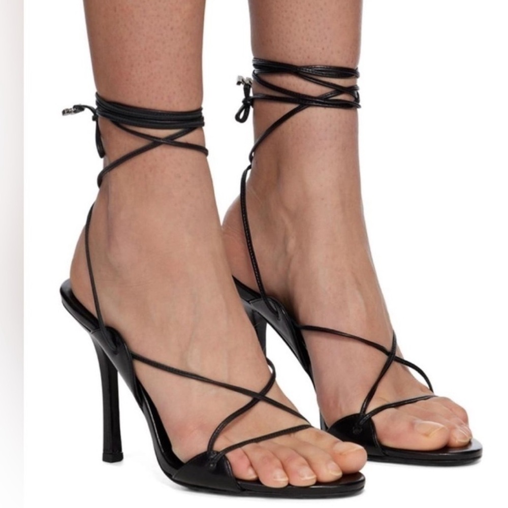 Alexander Wang Black Strappy Leather Heels lucienne 105 sandle
